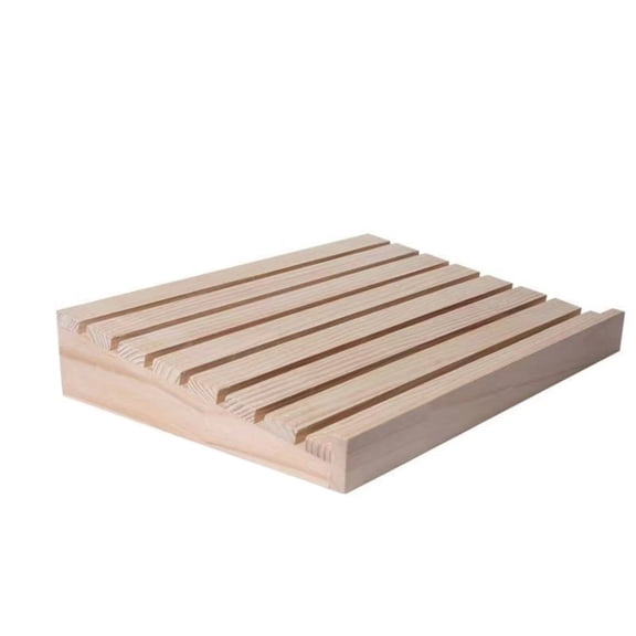 Fzaqwen Slatted Wood Bakery Display Tray Stand Rectangular Solid Side Walls Stackable Light Finish 14 by 22 Inch for Cafe Pastry Cake Riser