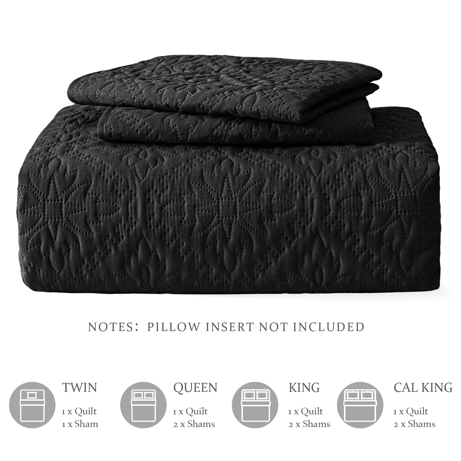 Exclusivo Mezcla California King Quilt Bedding Set, Lightweight Soft Bedspreads Coverlets with 2 Pillow Shams, Modern Black Oversized Quilts King Size for All Seasons