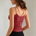 thumbnail image 5 of ChoXxx Women's Lace Backless Camisole Removable Padding Braless Strap Casual Red M, 5 of 7
