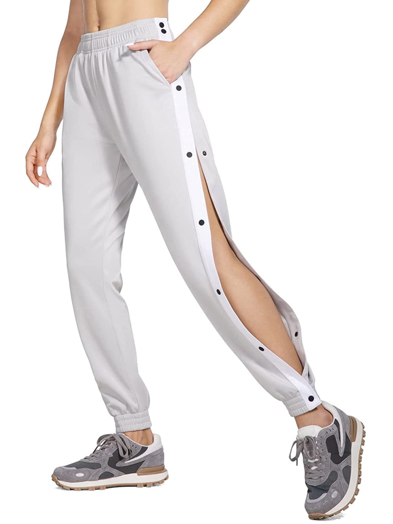 Elektrisch mist Periodiek Women High Split Side Joggers Snap Button Track Pants High Waist Sport  Active Long Pant with Pocket - Walmart.com