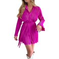 thumbnail image 1 of Gibobby Vestido de manga larga 2023 otoño nuevo temperamento viajero estampado de flores con cordones solapa cárdigan vestido de manga larga para mujeres(Rosa caliente,M), 1 of 5
