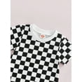 thumbnail image 6 of Liacowi Newborn Unisex Baby Boy Girl Casual Romper Short Sleeve Jumpsuit Checkerboard Printed Summer Bodysuit, 6 of 9