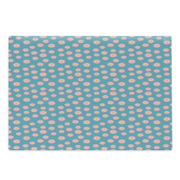 Blue and Pink Cutting Board, Repeating Delicate Flower Petals in Various Sizes, Decorative Tempered Glass Cutting and Serving Board, in 3 Sizes, by Ambesonne