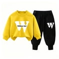 thumbnail image 2 of Mifsaly Boys Girls 2 Piece Tracksuit Sets Letter Print Long Sleeve Crewneck Sweatshirt and Joggers Pants Soft Cotton Outdoor Fall Winter Kids Matching Outfits, 2 of 5