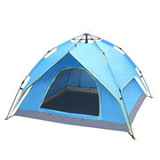 Automatic Hydraulic Tent 3-4 Person Portable Backpacking Tent with Carry Bag/Double-Deck/Two-Door for Camping Hiking Beach Fishing Picnic Travel Anti-UV Waterproof Free Build Tent, Blue