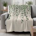 thumbnail image 2 of Green Eucalyptus Leaves Blanket Soft Cozy Warm Throw Blanket for Couch, Plush Fuzzy Flannel Fleece Blankets for Sofa, Summer Botanical Weeping Rustic Bed Blankets Lightweight Gifts for Women, 50"x60", 2 of 9