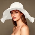 thumbnail image 3 of Achuyrbd Women's Extra Large Brim Sun Hat, Foldable Packable Bowknot Wide Brim UV Protection Beach Bucket Hat, 3 of 8