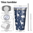 thumbnail image 4 of 16oz Tumblers Dark Blue Christmas Animal Pattern Stainless Steel Vacuum Insulated Double Wall Travel Tumbler Cups Mug with Lid and Straw,Cleaning Brush for Coffee,Tea, 4 of 4