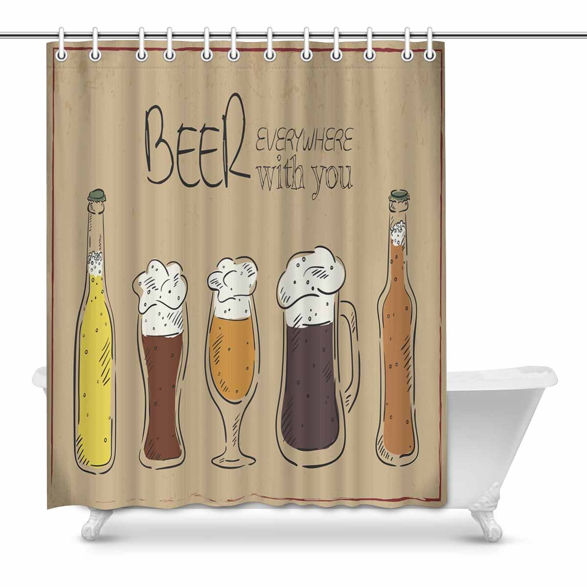 POP Vintage Beer Dishes Bathroom Shower Curtain Set 66x72 inch Walmart Canada