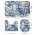 thumbnail image 3 of Shower Curtain Sets 4 Piece Bath Mat U-Shaped Floor Mat Toilet Lid Oval Rug Garden And Palm Tree Waterproof Shower Curtain Tropical Blue Palm Trees for Bathtub Decor, 3 of 8