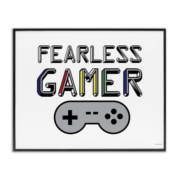 Stupell Industries Contemporary Fearless Gamer Retro Black Framed Giclee Art, 14 x 11, by Yass Naffas Designs