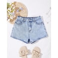thumbnail image 5 of Girls' Denim Shorts Collection – Bow Embroidered / Distressed Ripped / Allover Bow Print High Waisted Denim Shorts for Kids Summer Casual Wear, 5 of 8