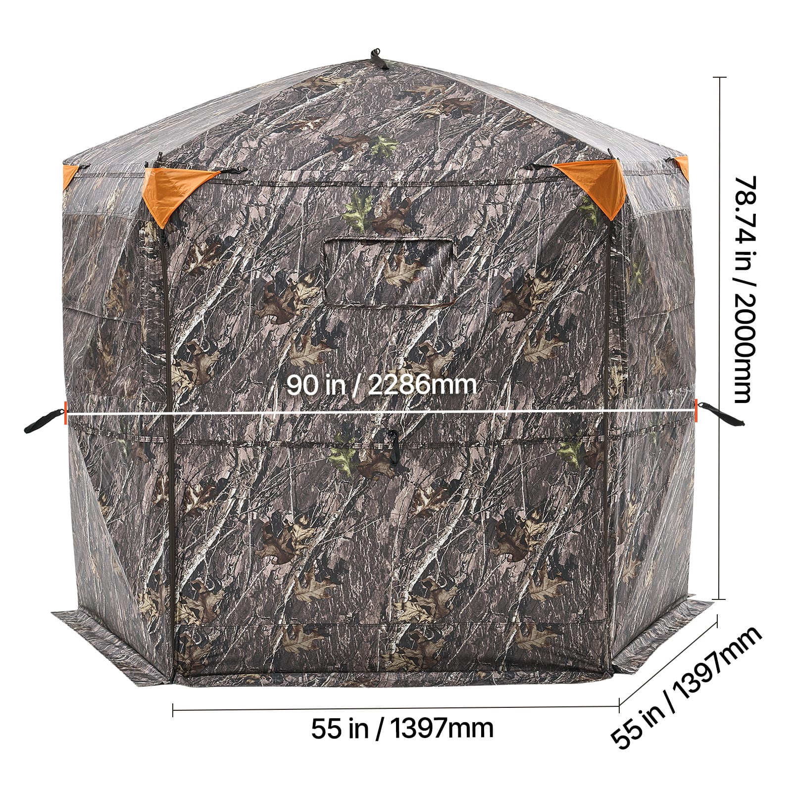 KFFKFF Hunting Blind for 6-7 People, Portable Camouflage Tent with Carrying Bag, Durable Concealed Shelter Featuring Silent Zipper Door and Windows, Ideal for Turkey and Deer Hunting