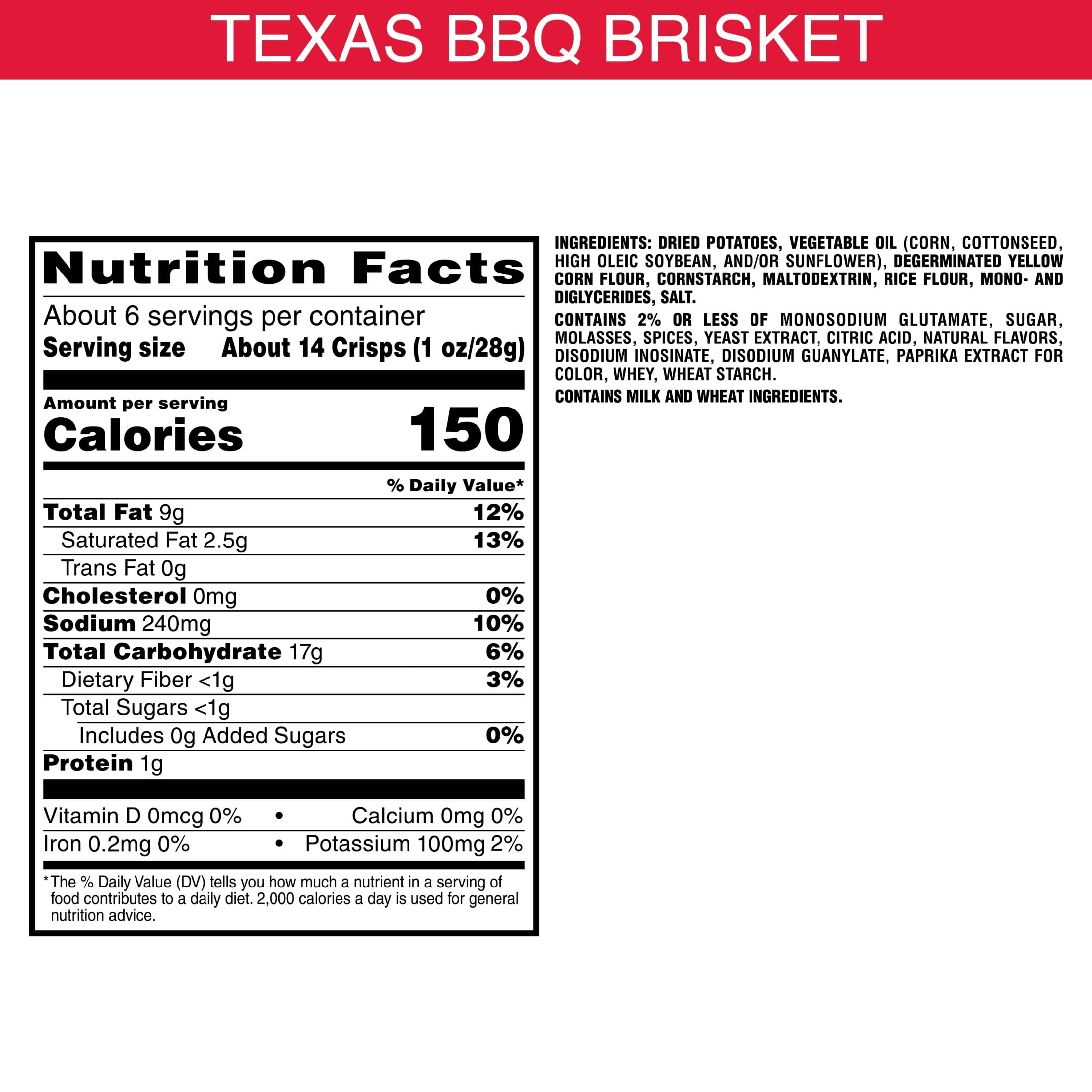 (14 pack) Pringles Texas BBQ Brisket Potato Chips Crisps, Lunch Snacks, 5.5 oz Canister