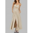 thumbnail image 6 of FreshPretty Women Summer Spaghetti Strap Dress Sleeveless V Neck Cutout Slit Casual Beach Party Maxi Dresses with Pockets, 6 of 6