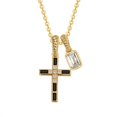 thumbnail image 1 of Collar Fettero Cruz Chapado en Oro de 14K con Diamante CZ para Mujeres, 1 of 7