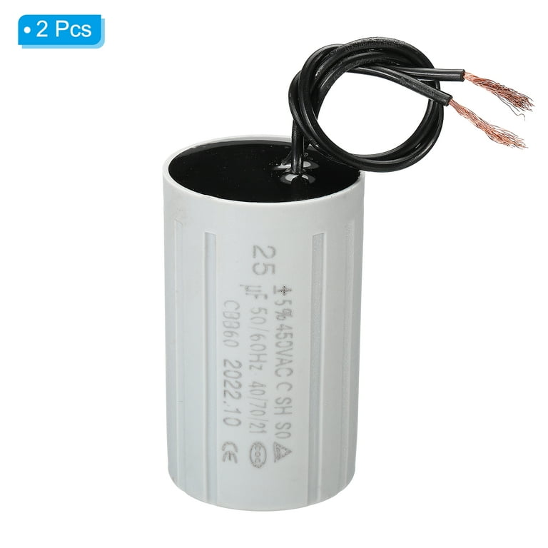 PATIKIL CBB60 25uF Running Capacitor – AC 450V 2-Wire Cylinder For Air Compressor, Washing Machine, Refrigerator Motors