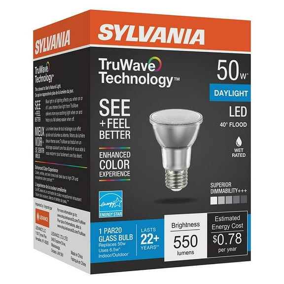 Sylvania 40921 - LED6.5PAR20DIM950TLFL40GLRP PAR20 Flood LED Light Bulb