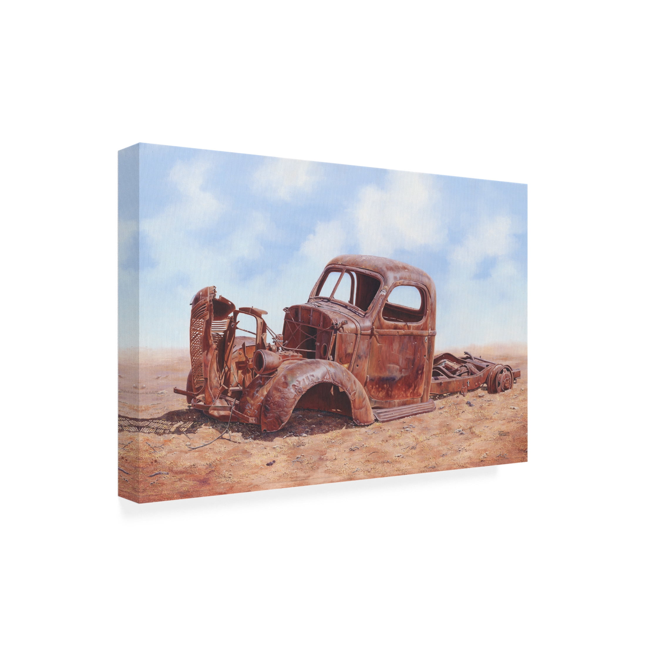 Canvas Wall Art - Delene Lambert 'Palla Fontuin Namibia Old Truck' Wall Art for Living Room, Bedroom, or Office Décor by Trademark Fine Art - 32 x 22 Inches