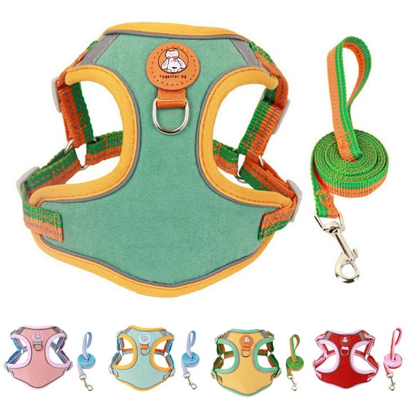 SPRING PARK 1Set Kitten Harness and Leash Stitching Color Escape Proof, Adjustable Cat Kitten Puppy Walking Jacket with Metal Leash Ring, Soft Breathable Small Pet Vest