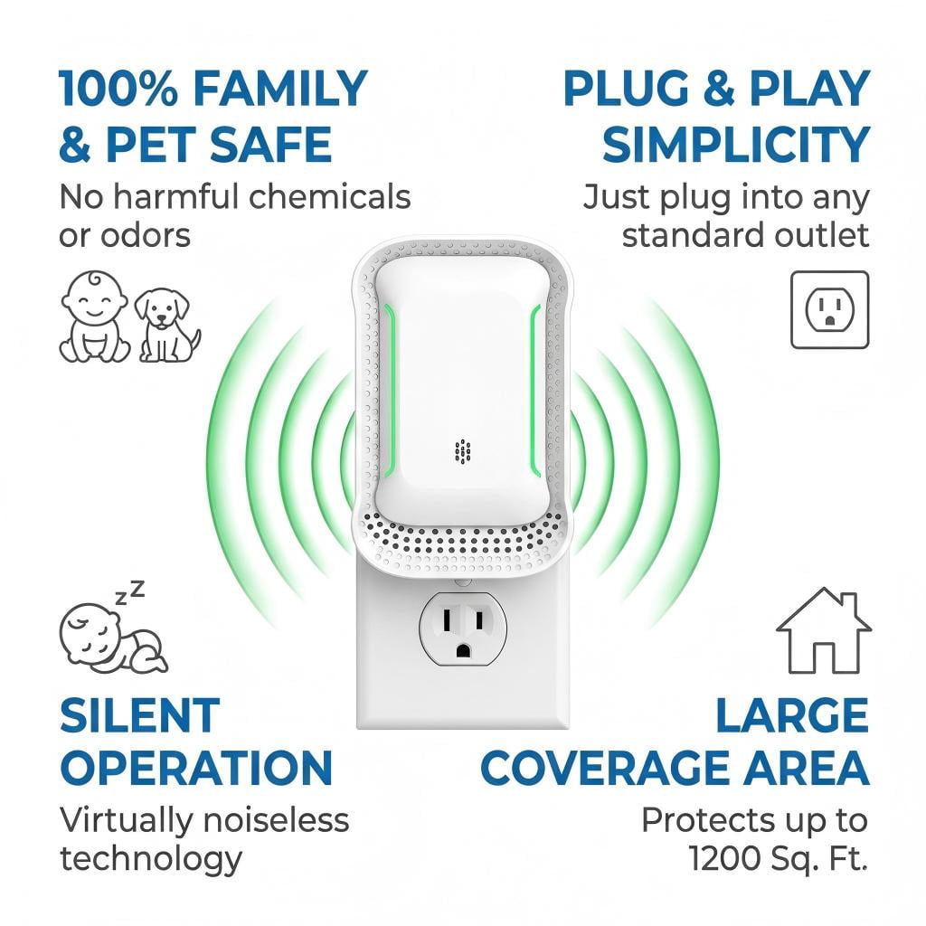6 Pack,2026 Upgraded Ultrasonic Pest Repeller Plug In, Indoor Pest Control Deterrent for Mice, Rats, Roaches, Ants & Spiders, Safe for Kids & Pets.