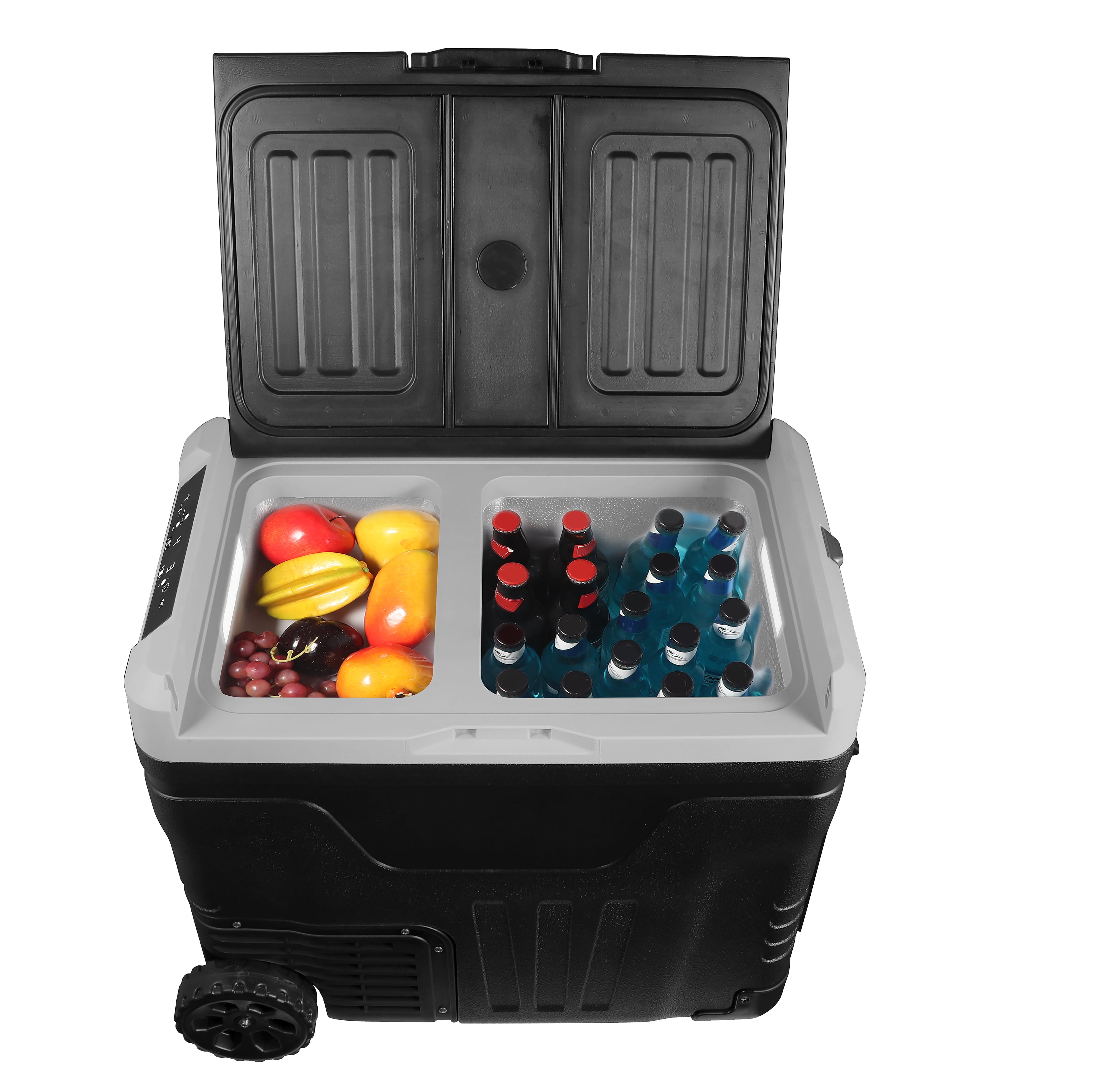 Frigidaire 49 Qt. (46L) Portable Convertible Refrigerator/Freezer, Dual Zone Smart Trolley-with App, Car Fridge, Black