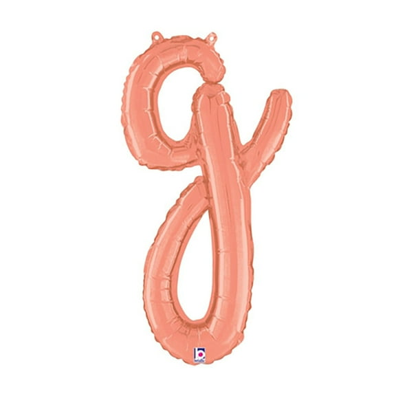 24 inch Script Letter G - Rose Gold (Air-Fill Only) Betallic Foil Mylar Balloon - Party Supplies Decorations