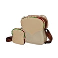 thumbnail image 4 of SET de 2 Piezas: BOLSA y MONEDERO en forma de SÁNDWICH, Bandolera, Cross-Body, Diseño con forma de Comida, Correa Ajustable, Color Beige y Crema, Moda Kawaii, novedoso y encantador., 4 of 5