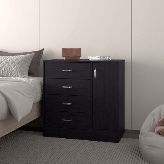 Miekor Furniture Wenge 4-Drawer Dresser with Side Cabinet No2506