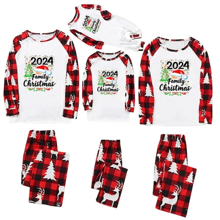 

cllios Red Plaid Christmas Pajamas for Family Matching Family Christmas Pajamas Xmas Family Matching Sets 2 Piece Long Sleeve Jammies Sleepwear Baby 12 Months