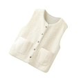 thumbnail image 4 of Chaleco polar para mujer, ligero, moderno, suave, con bolsillos, cálido, de un solo pecho. Beige, 4 of 9