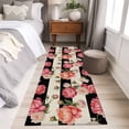 thumbnail image 5 of Runner Rugs 2x6 Ft, Flower Stripes Non Slip Area Rugs for Kitchen Bedroom Entryway, Black White Geometric Pink Rose Floral Washable Carpet Runner Rug Floor Mats for Bedroom Home Decor, 5 of 9