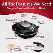 Granitestone PIEZANO 12 Inch Electric Indoor Pizza Oven Heats up to 800˚F, Pizza Maker w/ Ceramic Stone for Crispy Crust Pizza, Cooks in Under 6 Min, Countertop, Heat Control, Slicer & Scraper