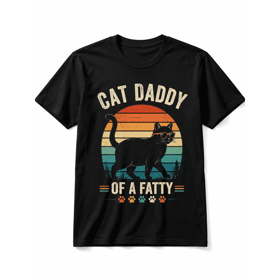 Men's Vintage Cat Graphic T-Shirt, Funny Retro Pet Lover Tee, Casual Crew Neck Short Sleeve Shirt for Everyday Wear