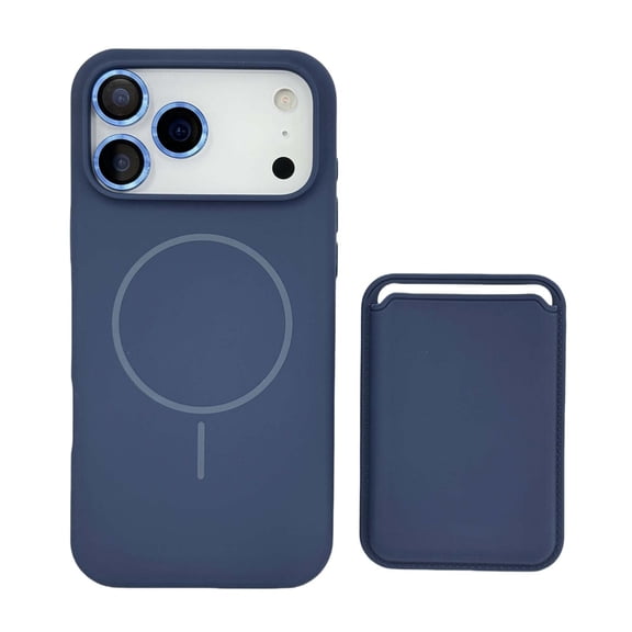 For iPhone 12 Phone Case,2-in-1 Magnetic Detachable Card Holder,Compatible with Mag-Safe,With Camera Lens Protector,Shockproof Ultra Slim Anti-fall Anti-scratch Rugged Phone Case,Darkblue
