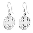 thumbnail image 3 of Contemporary Jerusalem Cross Symmetric Sterling Silver Dangle Earrings, 3 of 5
