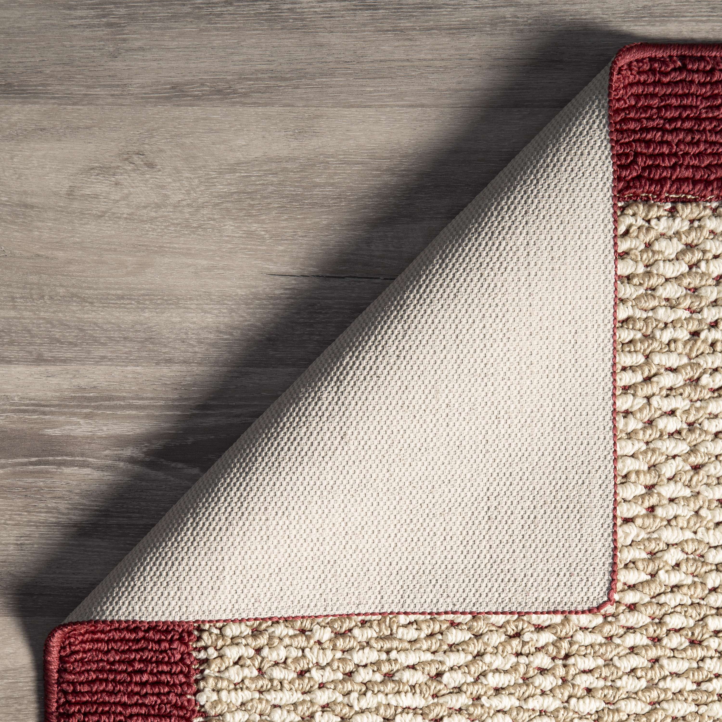Mainstays Farmhouse Faux Sisal Red Border Indoor Area Rug Set, 3 Piece