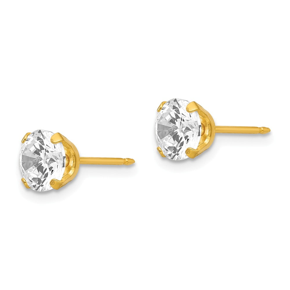 Post Earrings CZ Mia Diamonds Inverness 24k Gold-Plated Plated 3mm Cubic-Zirconia 