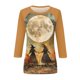 thumbnail image 4 of Camisa para mujer, moda informal, manga raglán, cuello redondo, manga 3/4, suelta, camiseta estampada de Halloween, top para mujer, 4 of 7