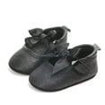 thumbnail image 2 of XIMIN Baby Girls Mary Jane Flats Sparkly Bowknot Princess Dress Crib Shoes Non-Slip Lightweight First Walkers Dress Shoes Fall Boots (6-12 Months, Black), 2 of 6