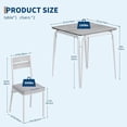 thumbnail image 3 of 3-piece estilo rural dining mesa set para 2 small space-saving mesa con 2 cozy sillas-blanca & gray great para apartments, 3 of 6