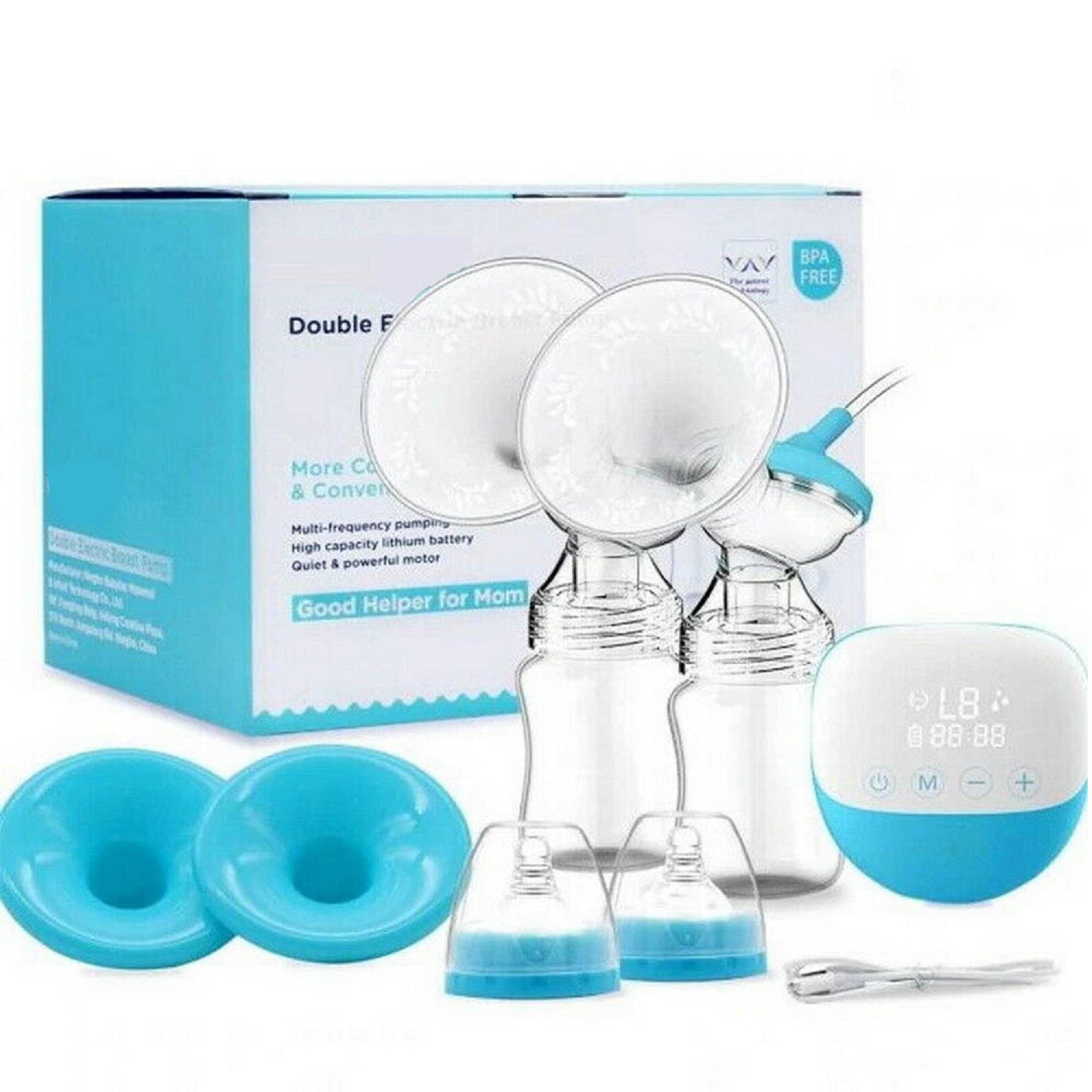 Cordless USB Rechargeble Breast Pump, Portable Anti-Backflow, with 3 Size Flanges, 5 Modes & 9 Levels, Ultra-Quiet and Pain Free Breast Pumps