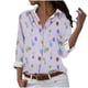 thumbnail image 1 of Camisetas de Mujer Casual, Manga Larga Impresa Solapa Botón Arriba Blusa, Ajuste Regular Poliéster Superior, 1 of 5
