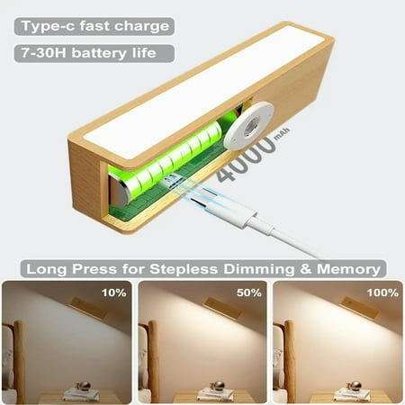 

CHNGYCX Modern Nordic Dimmable Wall Lamp with Touch Control - Rotatable Wood Wall Sconce for Cordless Reading Light