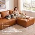thumbnail image 5 of Aukfa Leather L-Shaped Sectional Sofa, Modular Boneless Couch with Right-Facing Chaise, Brown, 5 of 8