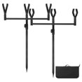thumbnail image 2 of Adjustable Aluminum Alloy Fishing Rod Support System with 36cm Three-Head Buzz Bars, Extendable Pole Holders (17.7-30.7in), Nylon Rod Rests (Max 1.2in Opening), and 1680D Oxford Storage Bag - 2 Buzz, 2 of 6