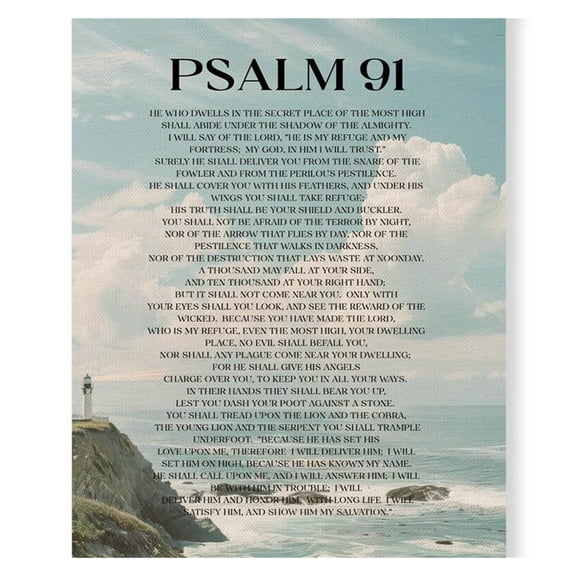 Inspirational Bible Verse Poster , Wall Christian Decor, Religious Wall Art, Psalm 91 Canvas , Scripture Poster , Decoration For Home Living Room Bedroom Door