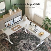 DESINO Standing Desk, 75” Adjustable L Shaped Standing Desk, Electric Height Adjustable Computer Desk, White