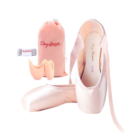 Daydance Women's Shoes Satin Upper Ballet Flats, Pointe, Square Toe, Pink, 6 Women Size