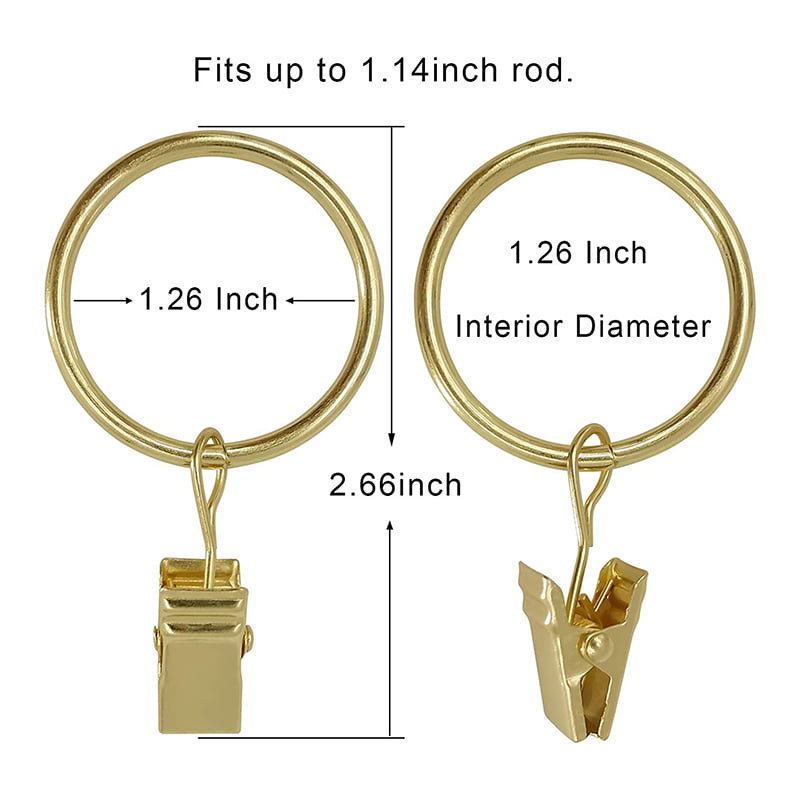 Strong Drapery Clips Hooks 40pcs 1.26 Inch Curtain Rings with Clips 